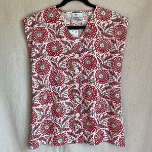 Fair Trade Real Hand-blocked Organic Cotton Button Shirt NWT Small Passion Lilie